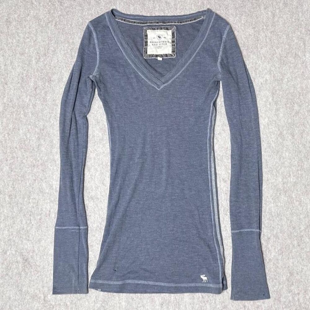 Abercrombie-fitch Women's Blue and Grey Shirt